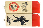 "ZORRO" AND "MICKEY MOUSE MOUSEKETEERS" PAIR OF 1950s FLASHLIGHTS.