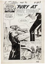 KID COLT OUTLAW #106 ORIGINAL ART COMPLETE FIVE PAGE STORY BY JACK KELLER.