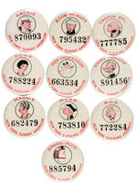 NEW YORK NEWSPAPERS CONTEST BUTTONS PICTURING COMIC CHARACTERS.