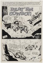 HOT RODS AND RACING CARS #112 COMPLETE FIVE PAGE ORIGINAL ART STORY PAGES BY DON PERLIN & VINCE ALASCIA.