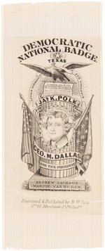 POLK & DALLAS 1844 THOMAS JEFFERSON CAMPAIGN RIBBON.