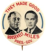 ROOSEVELT & MILES NEW MEXICO COATTAIL JUGATE BUTTON UNLISTED IN HAKE.