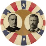 McKINLEY & ROOSEVELT PATRIOTIC AND OVERSIZED JUGATE BUTTON UNLISTED IN HAKE.