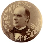 "McKINLEY FOR PRESIDENT" ORNATE TYPOGRAPHY REAL PHOTO BUTTON.