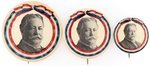 TAFT TRIO OF RIBBON MOTIF PORTRAIT BUTTON SIZE VARIETIES.