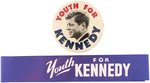 "YOUTH FOR KENNEDY" CLASSIC 1960 BUTTON AND CAMPAIGN SASH.