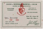 "SEN. KENNEDY" SUFFOLK DOWNS 1958 PERSONAL SEASON PASS.