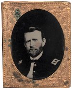 GRANT BRASS FRAMED HIGH CONTRAST TINTYPE PORTRAIT BADGE.