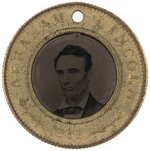 LINCOLN HAMLIN 1860 BACK-TO-BACK FERROTYPE JUGATE BADGE.