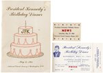 KENNEDY "PRESIDENTS BIRTHDAY DINNER" 1961 NEWS PASS, TICKET AND PROGRAM.