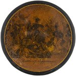 W. H. HARRISON "BATTLE OF TIPPECANOE" PAPIER-MACHE SNUFF BOX.