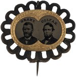 GRANT & COLFAX ORNATE BRASS SHELL JUGATE BADGE DeWITT 1868-59.