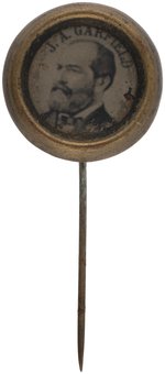 GARFIELD 1880 FERROTYPE STICKPIN CAMPAIGN BADGE.