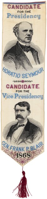 SEYMOUR & BLAIR 1868 JUGATE WOVEN SILK RIBBON BY T. STEVENS.