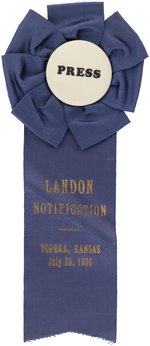 "PRESS LANDON NOTIFICATION" SCARCE 1936 BADGE.