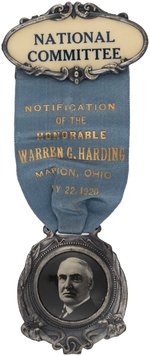 HARDING "NATIONAL COMMITTEE" RARE 1920 NOTIFICATION RIBBON BADGE.