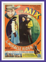 TOM MIX "THE MIRACLE RIDER" LINEN-MOUNTED, ONE-SHEET MOVIE POSTER.