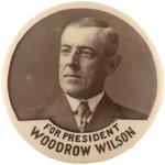 "FOR PRESIDENT WOODROW WILSON" SEPIA TONED REAL PHOTO BUTTON HAKE UNLISTED.