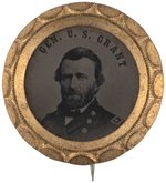 "GEN. U.S. GRANT" BRASS SHELL FERROTYPE PORTRAIT CAMPAIGN BADGE.