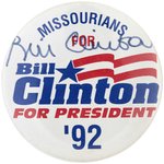 BILL & HILLARY CLINTON SIGNED 1992 CAMPAIGN BUTTONS.