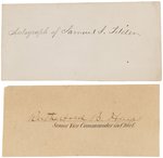 RUTHERFORD B. HAYES & SAMUEL J. TILDEN SIGNED CARD PAIR.