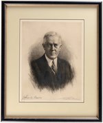 JOHN W. DAVIS SIGNED PORTRAIT ETCHING OF THE 1924 DEM CANDIDATE.