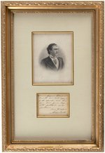 LINCOLN EDWIN BOOTH HANDWRITTEN & SIGNED NOTE IN FRAMED DISPLAY.