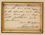 LINCOLN EDWIN BOOTH HANDWRITTEN & SIGNED NOTE IN FRAMED DISPLAY.