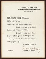 DEWEY SIGNED LETTER ON DISTRICT ATTORNEY STATIONERY.