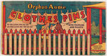 "ORPHAN ANNIE CLOTHES PINS" ON ORIGINAL CARD