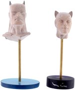 DC DIRECT HUSH BATMAN/CATWOMAN STATUE WAX HEAD SCULPT PROTOTYPE PAIR BY TIM BRUCKNER.