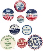 ANTI-WAR PRE-WWII ERA COLLECTION OF NINE BUTTONS.