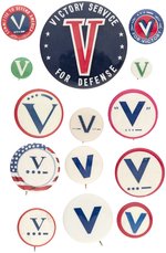 WWII COLLECTION OF 14 VICTORY "V" HOMEFRONT BUTTONS.