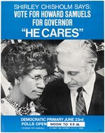 SHIRLEY CHISHOLM ENDORSES HOWARD SAMUELS 1970 NY CAMPAIGN POSTER.