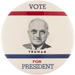 "VOTE TRUMAN FOR PRESIDENT" MAMMOTH 1948 PORTRAIT BUTTON.