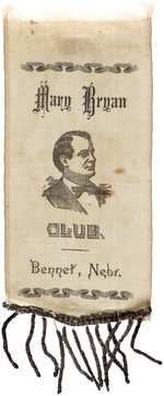 "MARY BRYAN CLUB BENNET, NEBR." RARE CAMPAIGN RIBBON.