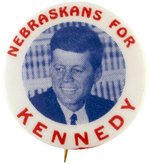 NEBRASKANS FOR KENNEDY BLUETONE PORTRAIT BUTTON UNLISTED IN HAKE.