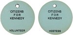 ROBERT KENNEDY "CITIZENS FOR KENNEDY" "HOSTESS" & "VOLUNTEER" PAPER BADGE PAIR.