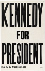 "KENNEDY FOR PRESIDENT AFSCME AFL-CIO" LABOR 1960 CAMPAIGN POSTER.