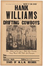 HANK WILLIAMS DRIFTING COWBOYS 1947 TOUR BLANK CONCERT POSTER.