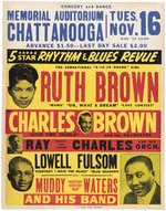 MUDDY WATERS, RAY CHARLES, RUTH BROWN 1954 CHATTANOOGA, TN CONCERT POSTER.