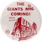 LAND OF THE GIANTS ABC-TV 1ST SEEN PROMO BUTTON C. 1968.