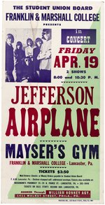 JEFFERSON AIRPLANE RARE LANCASTER, PA 1968 CONCERT POSTER.