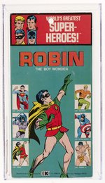 MEGO WORLD'S GREATEST SUPER HEROES (1973) - ROBIN (REMOVABLE MASK) FIGURE ON RARE KRESGE CARD AFA 70 EX+.