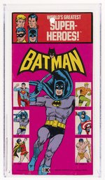 MEGO WORLD'S GREATEST SUPERHEROES (1973) - BATMAN (REMOVEABLE COWL) FIGURE ON RARE KRESGE CARD AFA 80 NM.