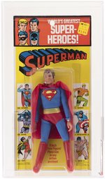 MEGO WORLD'S GREATEST SUPERHEROES (1972)- SUPERMAN (LARGE EMBLEM) FIGURE ON RARE KRESGE CARD AFA 80 NM.