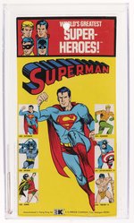 MEGO WORLD'S GREATEST SUPERHEROES (1972)- SUPERMAN (LARGE EMBLEM) FIGURE ON RARE KRESGE CARD AFA 80 NM.