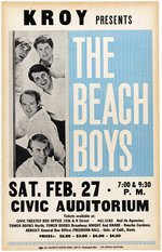 THE BEACH BOYS SACRAMENTO, CA 1965 CONCERT POSTER.