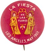 LOS ANGELES RARE 1907 FESTIVAL OF FLOWERS ART NOUVEAU STYLED BUTTON.