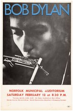 BOB DYLAN WITH THE HAWKS NORFOLK, VA 1966 CONCERT HANDBILL.